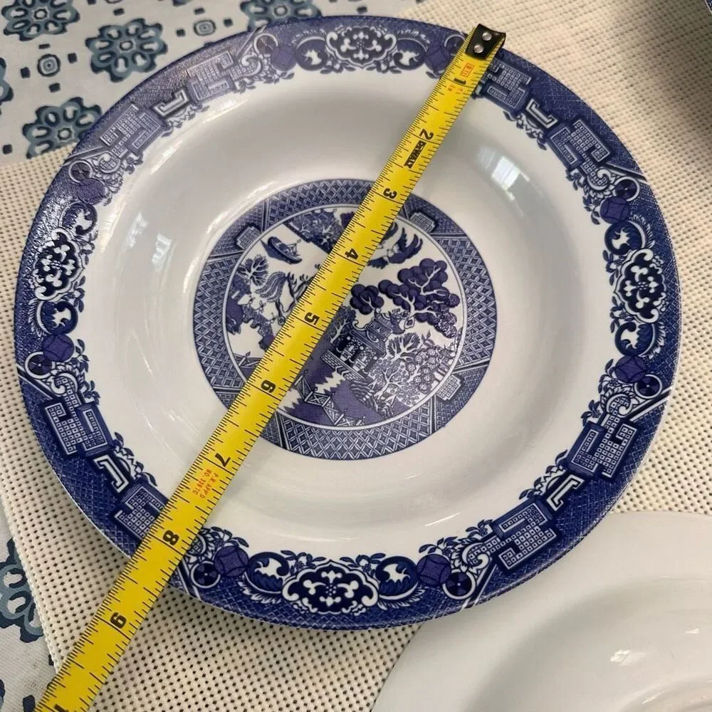 Royal Cuthbertson Vintage Blue‎ Willow Pattern Set of 4 Cereal Soup Bowl NEW